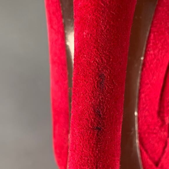 ALEXANDER MCQUEEN Size 8 Red Suede Platform Ankle Boots - Picture 9 of 13